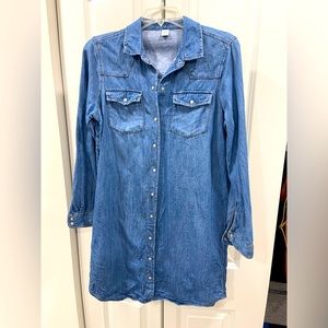 Button down denim shirt dress